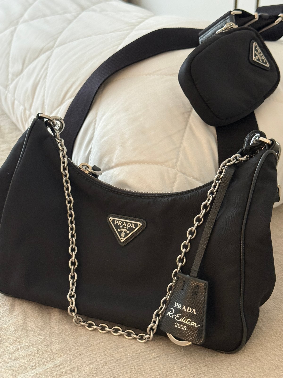 Prada Nylon Tas - Goede staat, Ophalen, Gebruikt, Zwart, Schoudertasje