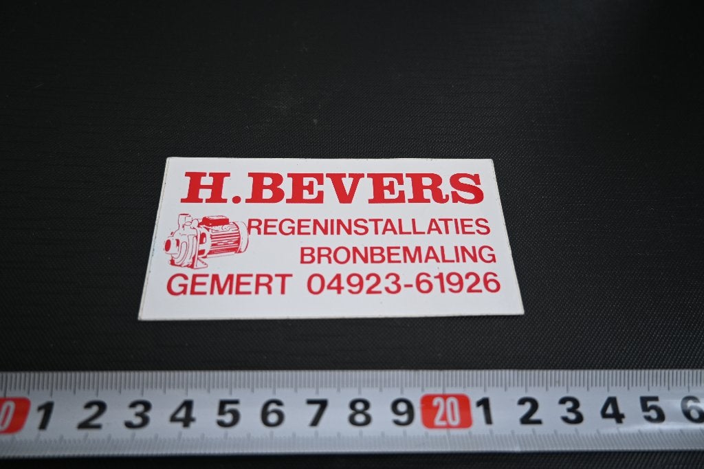 sticker Gemert H. BEVERS regeninstallaties bronbemaling, Ophalen, Zo goed als nieuw