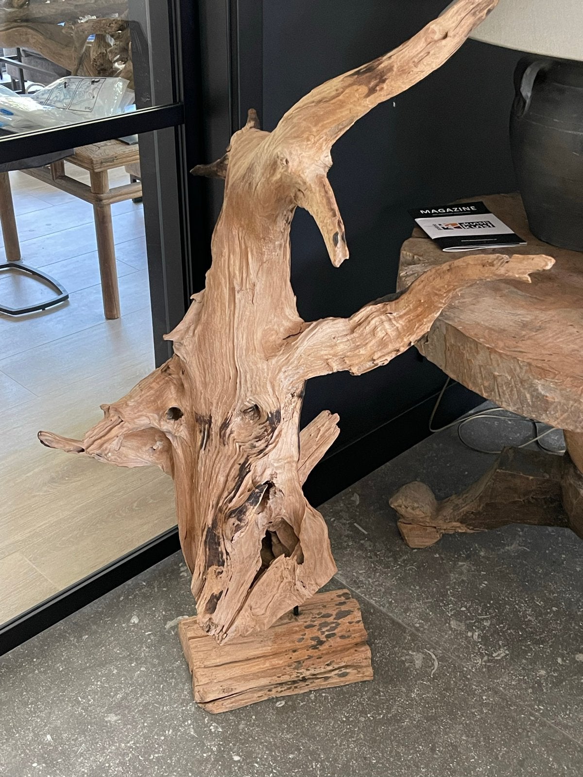 Groot Houten Ornament - Teakhout? - 115cm Hoog, Handgemaakt, 1 meter - 2 meter, Hout, Bruin