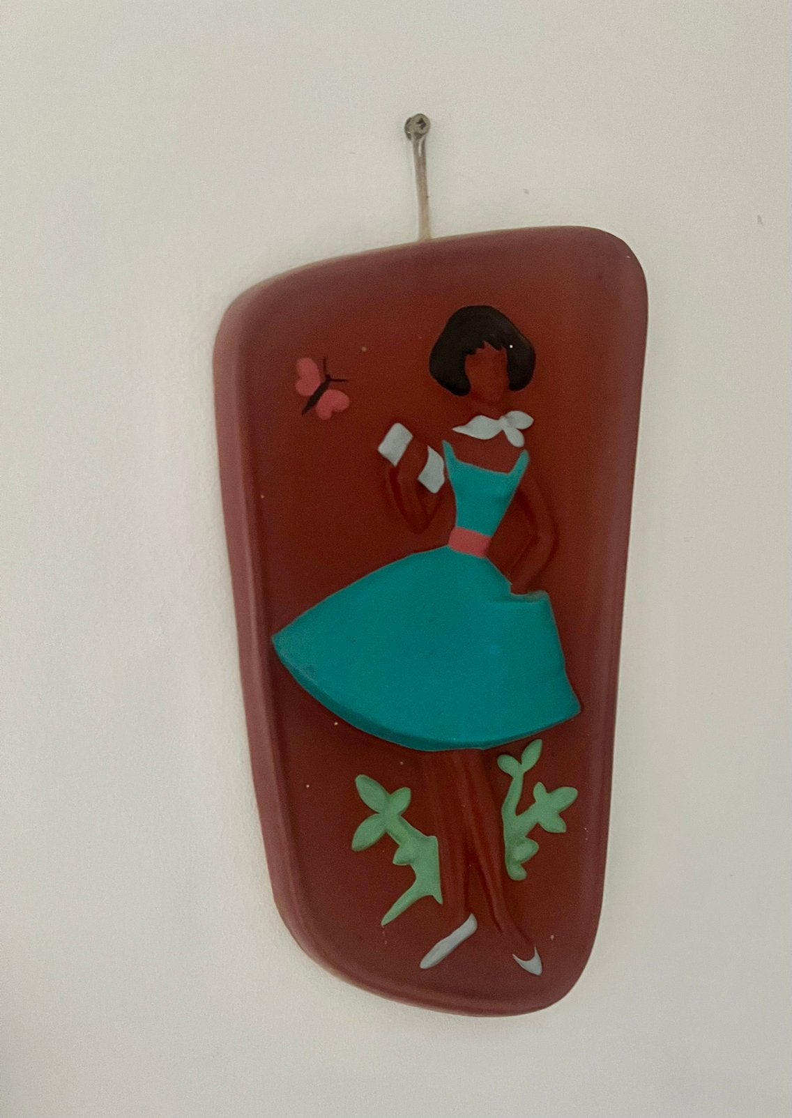 Jaren 50 60 fifties vintage wandtegel ornament meisje, Verzamelen, Retro, Ophalen of Verzenden, Huis en Inrichting