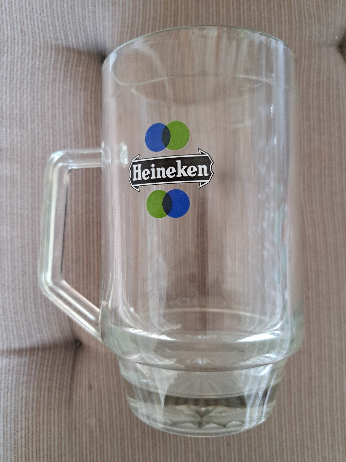 Heineken bierpul - Vintage glazen bierglas, Verzamelen, Biermerken, Ophalen of Verzenden, Nieuw, Glas of Glazen, Heineken