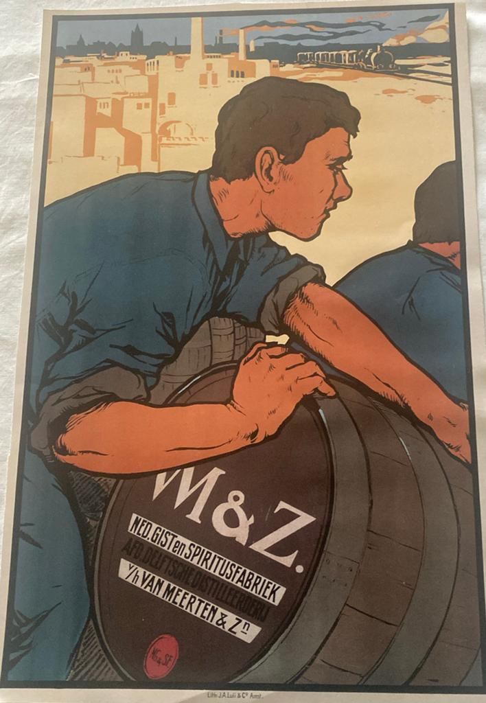 Oude poster Ned. Gist en Spiritusfabriek, Delft, Ophalen, Zo goed als nieuw, Overige typen