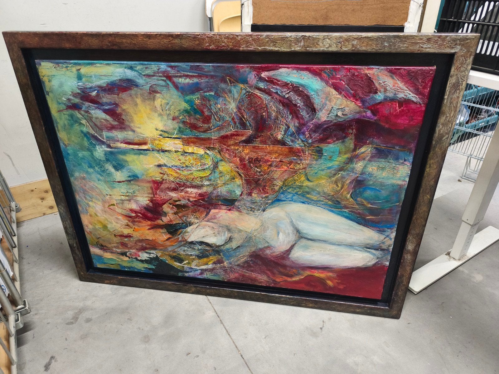 Abstract Schilderij met Liggende Figuur, Ophalen
