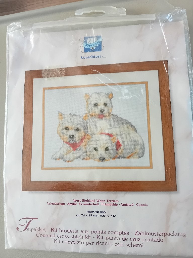 Borduurpakket White Terriers van Vervaco, Hobby en Vrije tijd, Ophalen of Verzenden, Nieuw, Borduurpakket