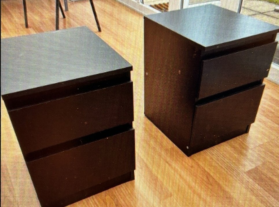 2 x Ikea Malm nachtkastjes zwartbruin set €60, Ophalen, Gebruikt, Minder dan 45 cm, 55 tot 70 cm