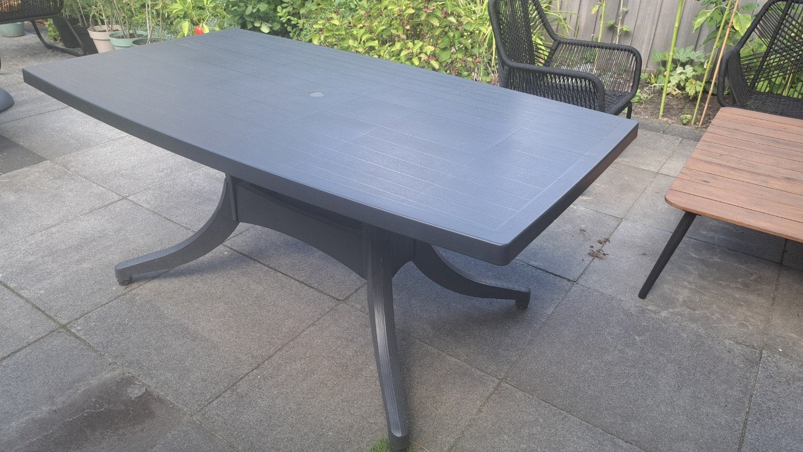 Hartman tuintafel - Antraciet, rechthoekig, Tuin en Terras, Ophalen, Gebruikt, Rechthoekig, Kunststof