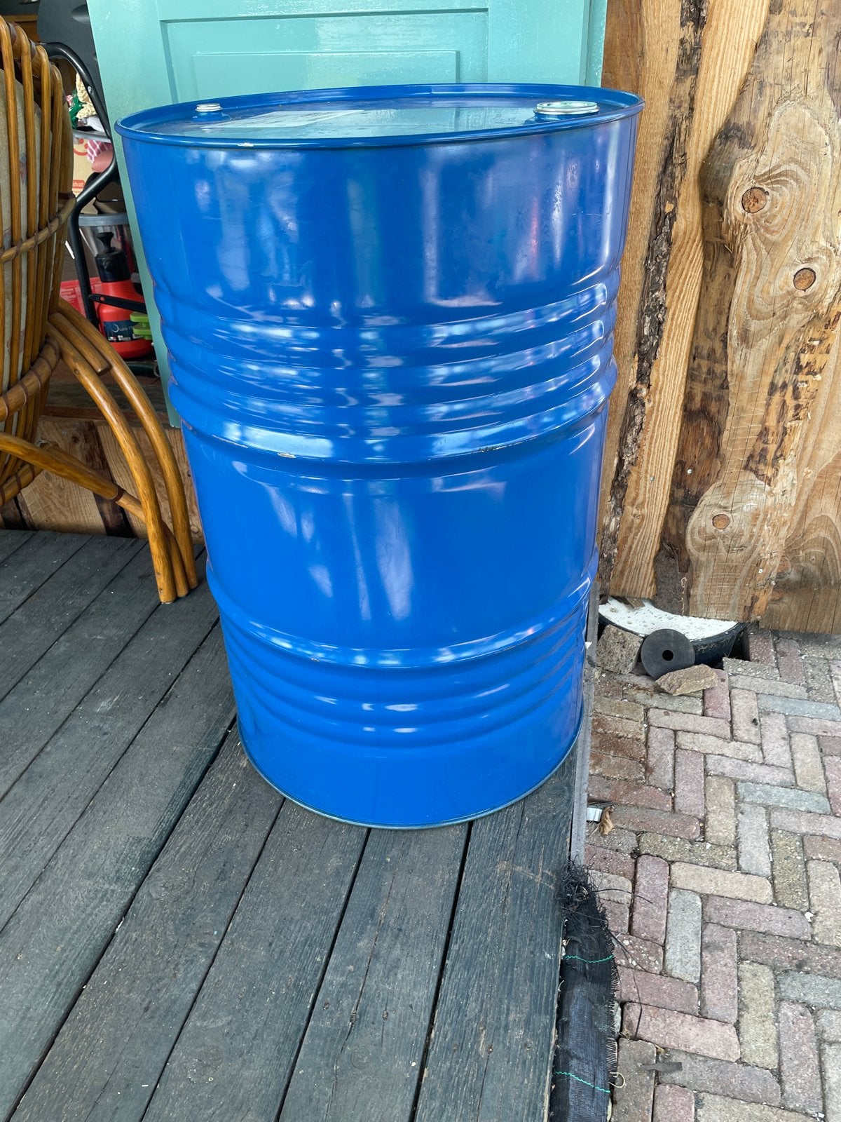 Blauwe metalen olievat - 200 liter Vuurton, Ophalen, Gebruikt