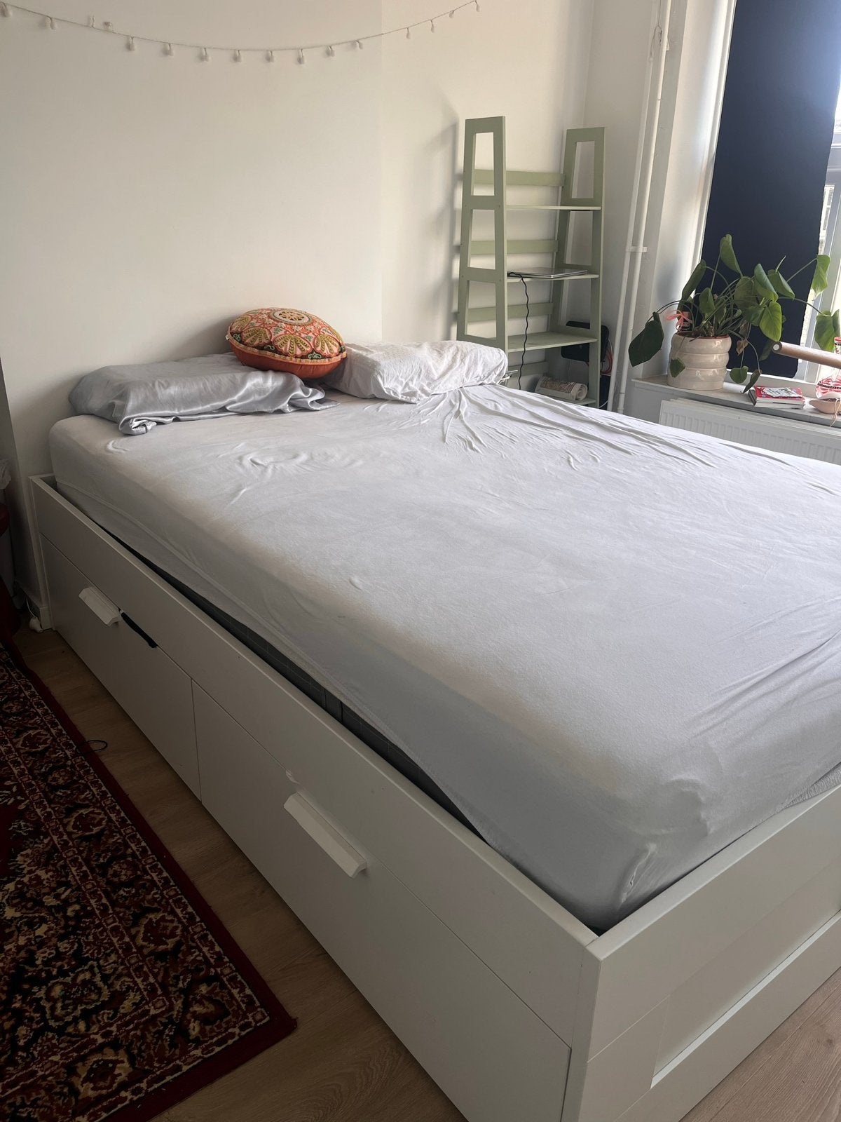 Wit bed met opberglades - 140x200 cm, Gebruikt, Wit, Tweepersoons, 200 cm
