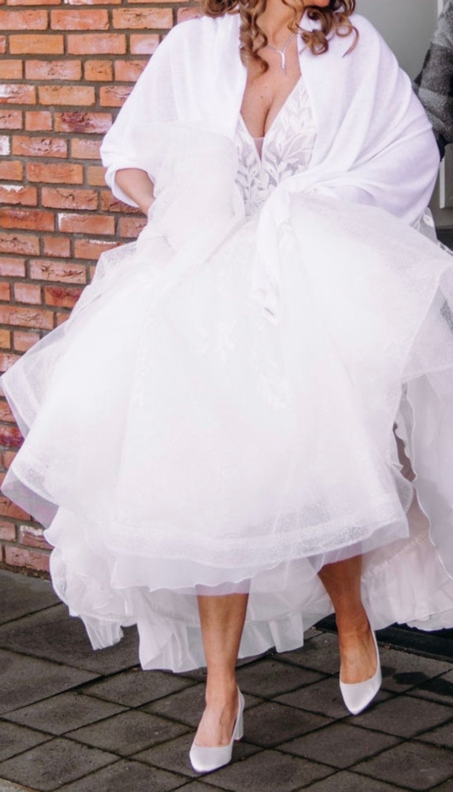 Poirier S167 Stola Ivory, Kleding | Dames, Trouwkleding en Trouwaccessoires, Ophalen of Verzenden, Zo goed als nieuw, Wit, Accessoires