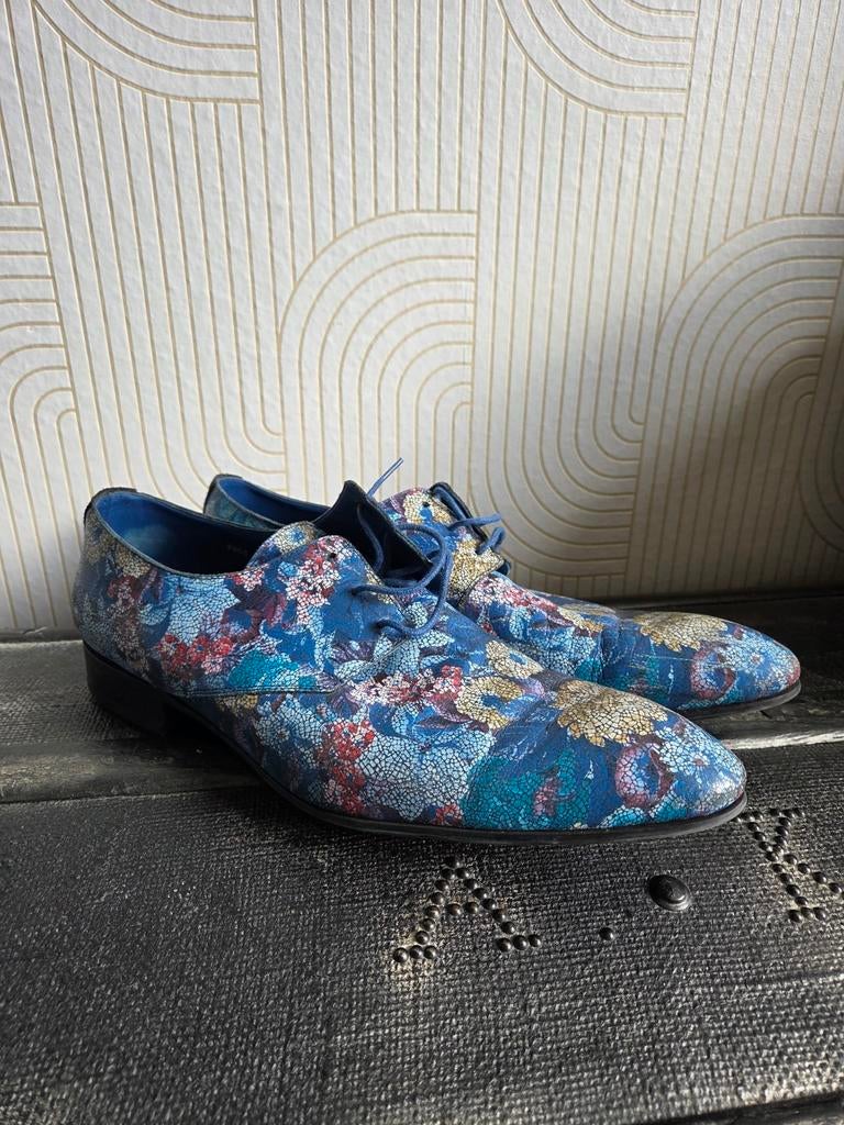Mascolori  Meadow Mosaic Schoenen - Blauw met Bloemenprint, Mascolori, Info@mascolori.nl, Blauw, Ophalen of Verzenden