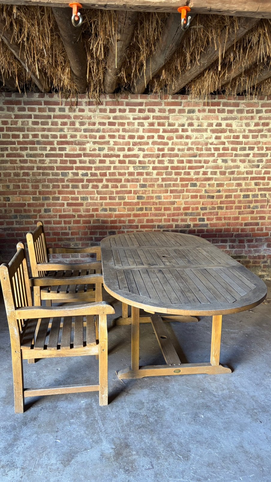 Houten tuintafel met 2 stoelen, Ophalen, Zo goed als nieuw, Hout