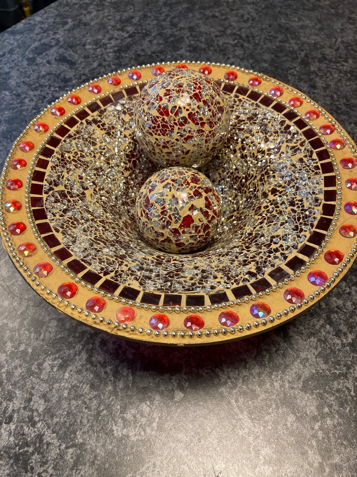 Decoratieve mozaïek schaal met ballen, Overige materialen, Schaal, Rond, Ophalen of Verzenden