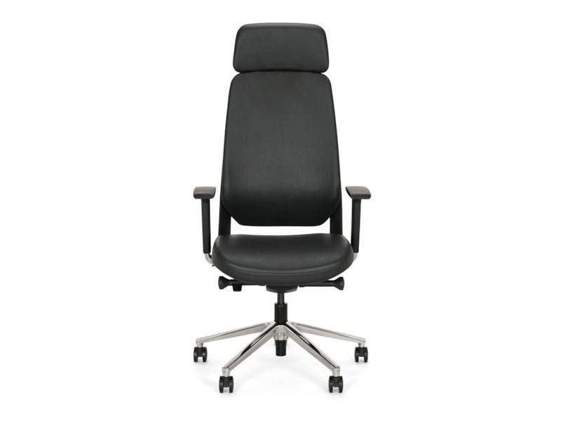 Jordan 18 bureaustoel, Zwart leder, Alu gepolijst kruisvoet, Huis en Inrichting, Bureaustoelen, Nieuw, Bureaustoel, Zwart, Ergonomisch