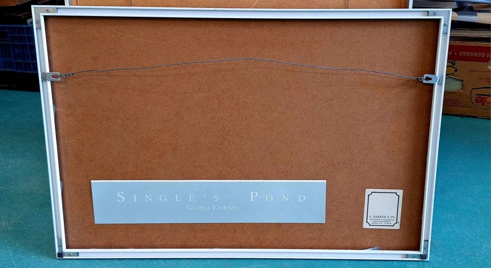 Vintage lithografie Gloria Eriksen SINGLE'S POND, Antiek en Kunst, Ophalen, Lithografie