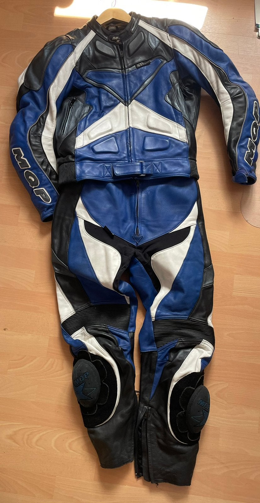 MQP Leren Motor Combipak - Blauw/Zwart/Wit, Motoren, Ophalen of Verzenden, Tweedehands, Dames, Combipak