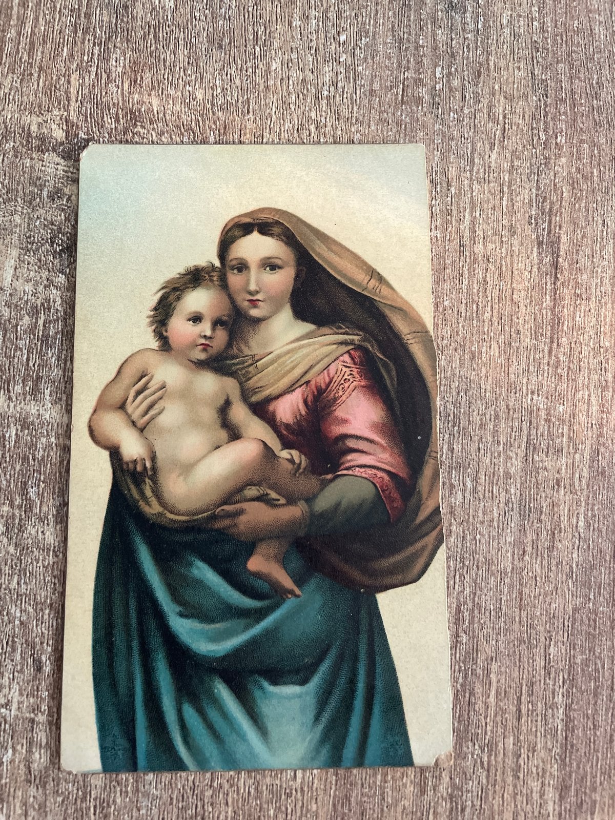 Antieke Ansichtkaart: Sixtijnse Madonna (Raphael), Ophalen of Verzenden, Voor 1920, Gelopen