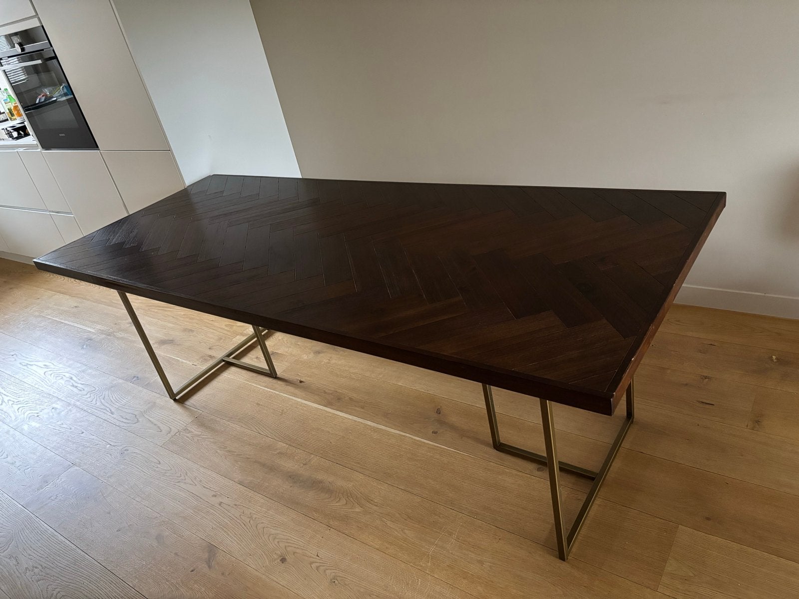 Dutchbone Class eettafel 220x90 cm, Huis en Inrichting, 200 cm of meer, Zo goed als nieuw, Vijf personen of meer, Rechthoekig