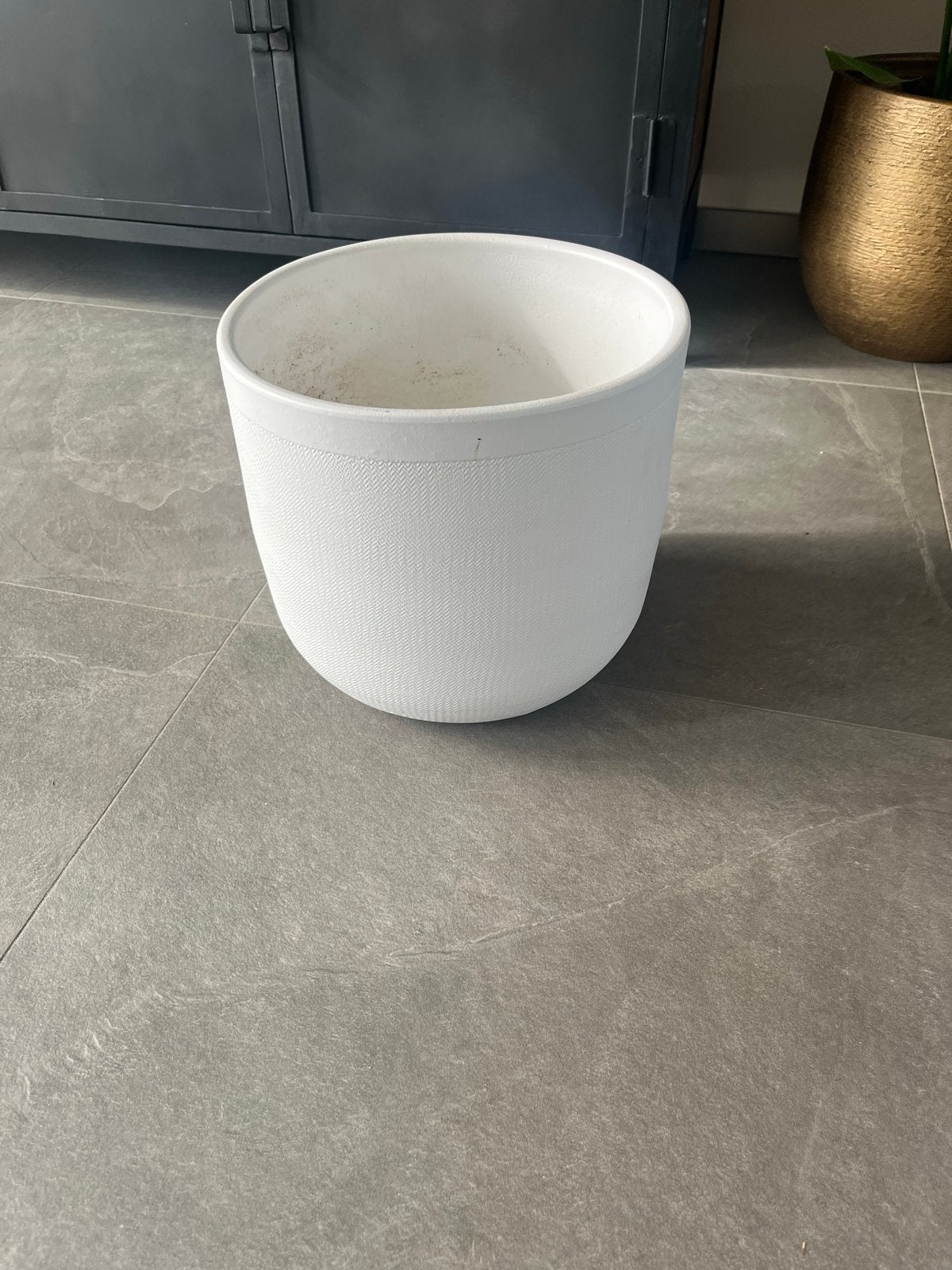 Witte bloempot, Tuin en Terras, 25 tot 40 cm, Gebruikt, Rond, Binnen