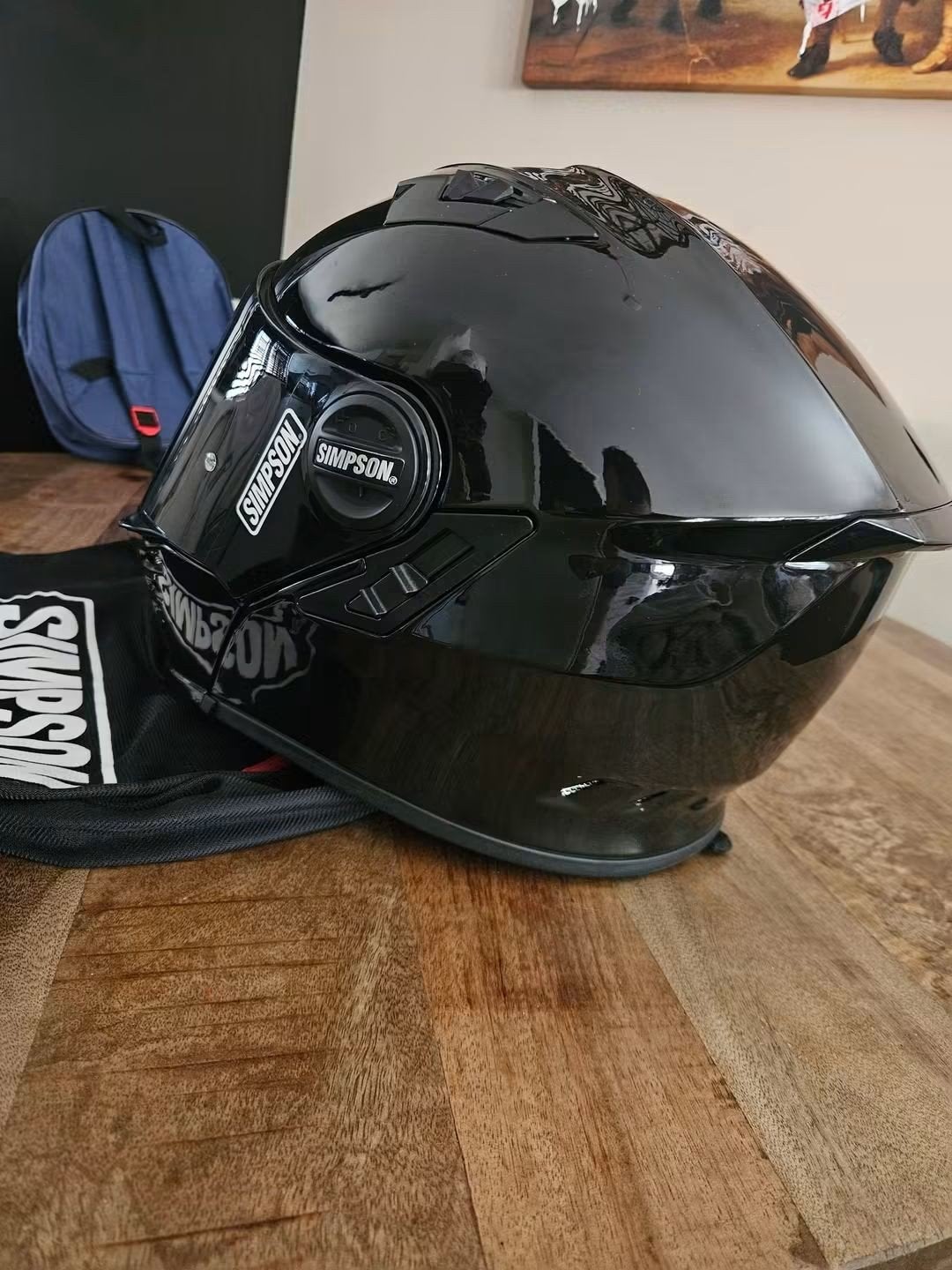 Simpson Bandit Darksome Integraalhelm - Maat L - Zwart, Motoren, Overige merken, Integraalhelm, L, Tweedehands
