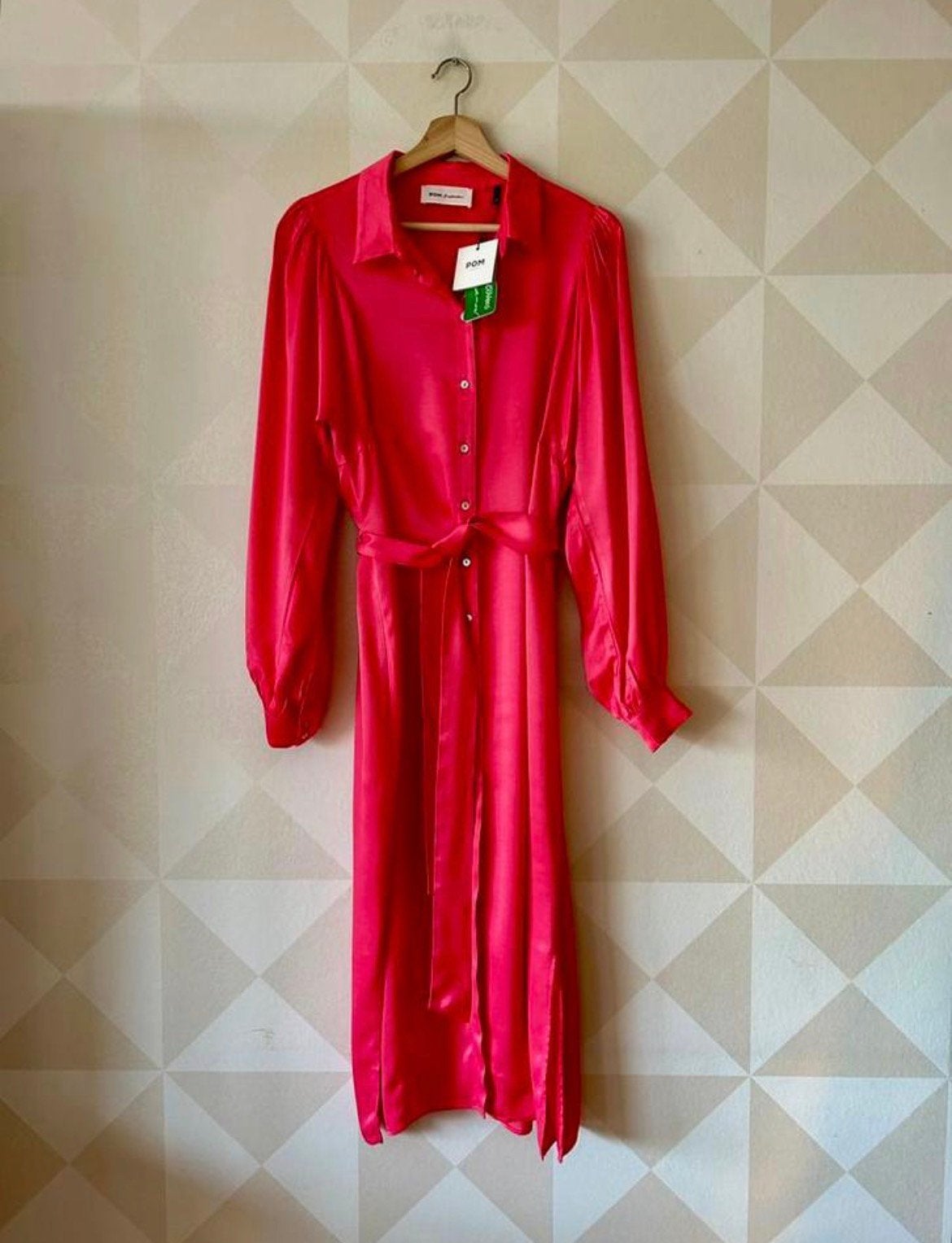 Pom Amsterdam maxi jurk roze satijn M/38 NIEUW, Maat 38/40 (M), Nieuw, Ophalen of Verzenden, Roze