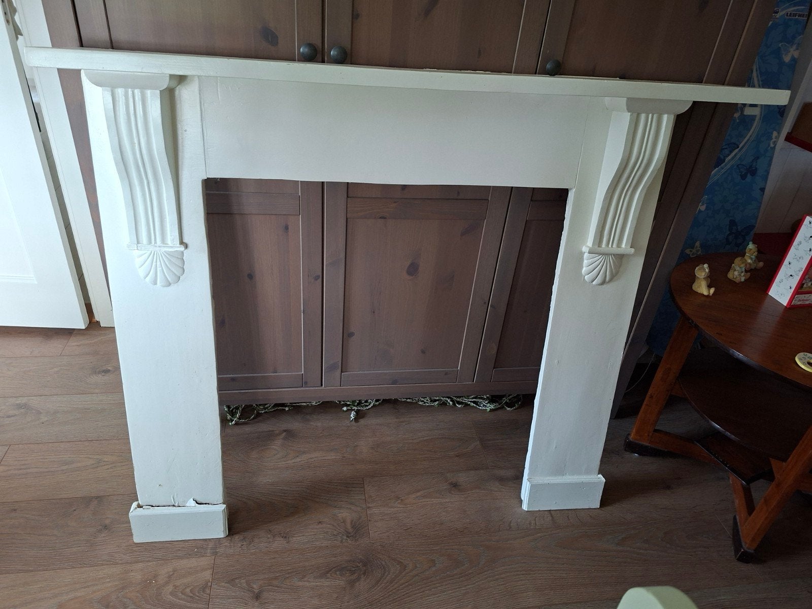 Oude houten schouw, wit - 130x106x22cm, Ophalen, Gebruikt, Overige soorten