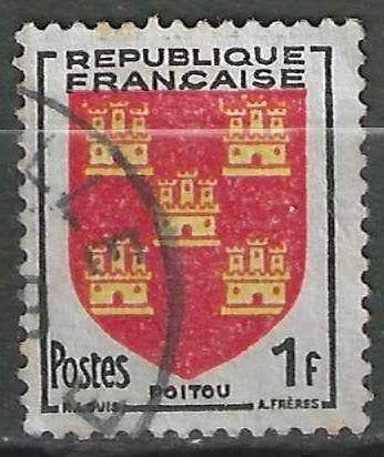 Frankrijk 1953 - Yvert 952 - Provinciewapens - Poitou (ST), Verzenden, Gestempeld
