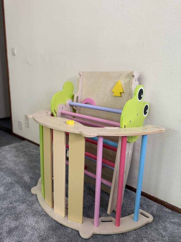 Deze driehoekige set met kikker motief prikkelt, Ophalen, Nieuw, Schommel, Aanbouwonderdeel