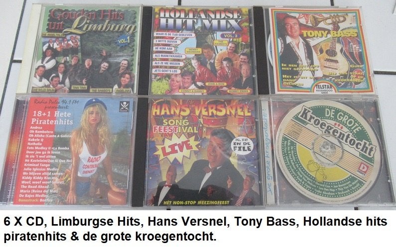 6x CD, de kroegentocht, Carnaval, hete Piratenhits etc., Ophalen of Verzenden, Zo goed als nieuw, Levenslied of Smartlap