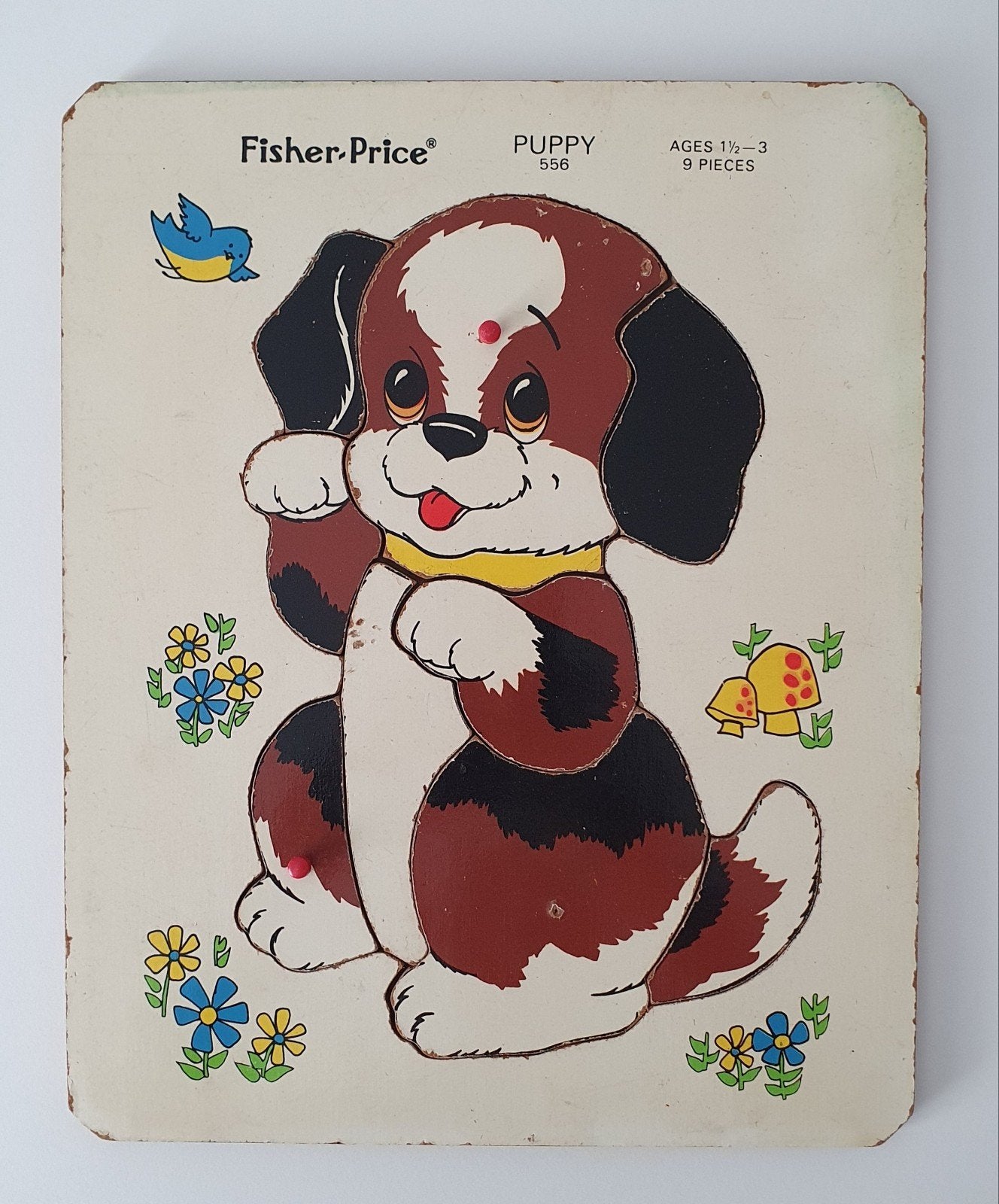 Vintage houten puppy honden puzzel Fisher Price nr 556 70s, Ophalen of Verzenden, Gebruikt, Speelset