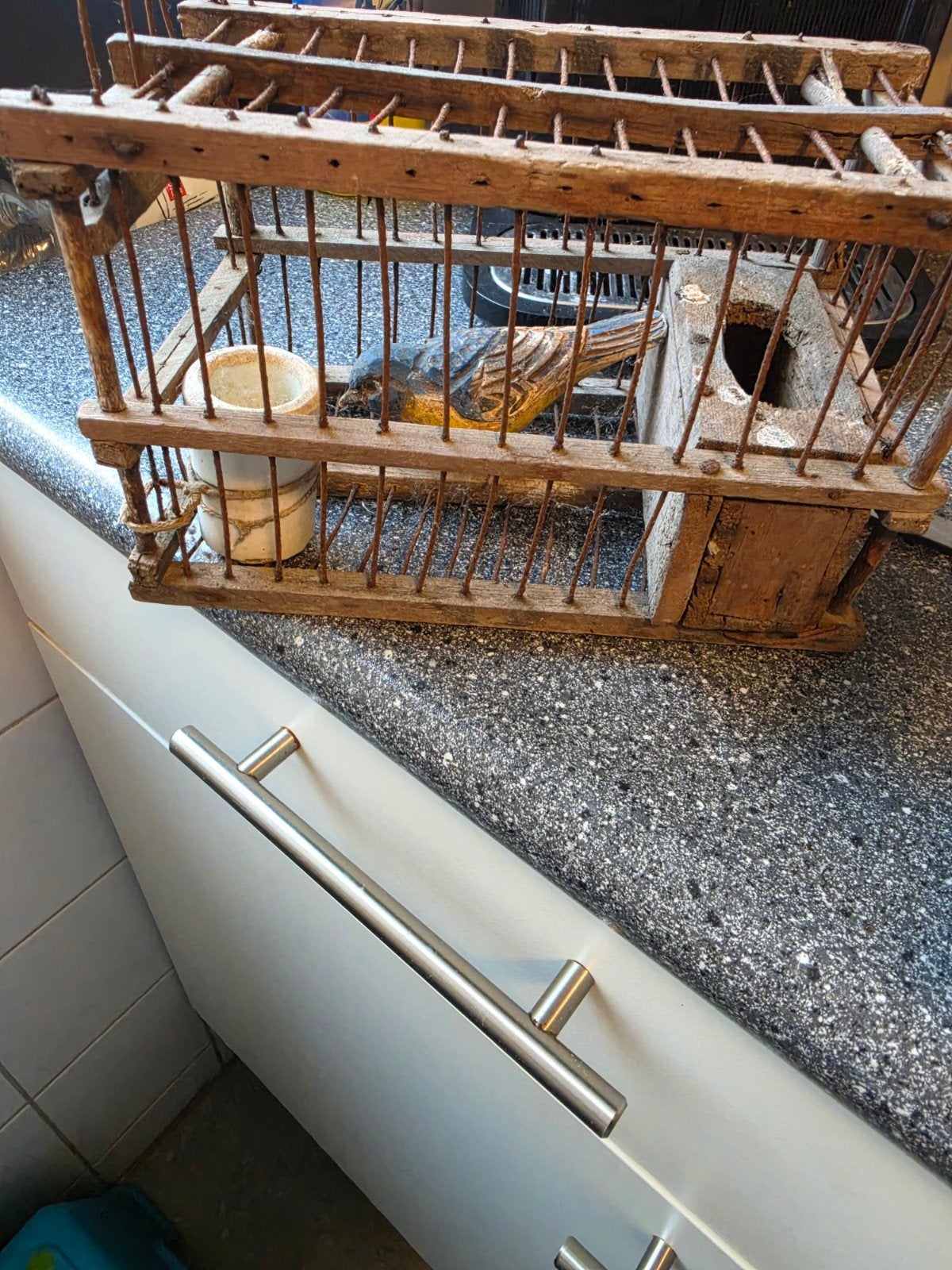 Oude houten vogelkooi - opknapper, Ophalen of Verzenden