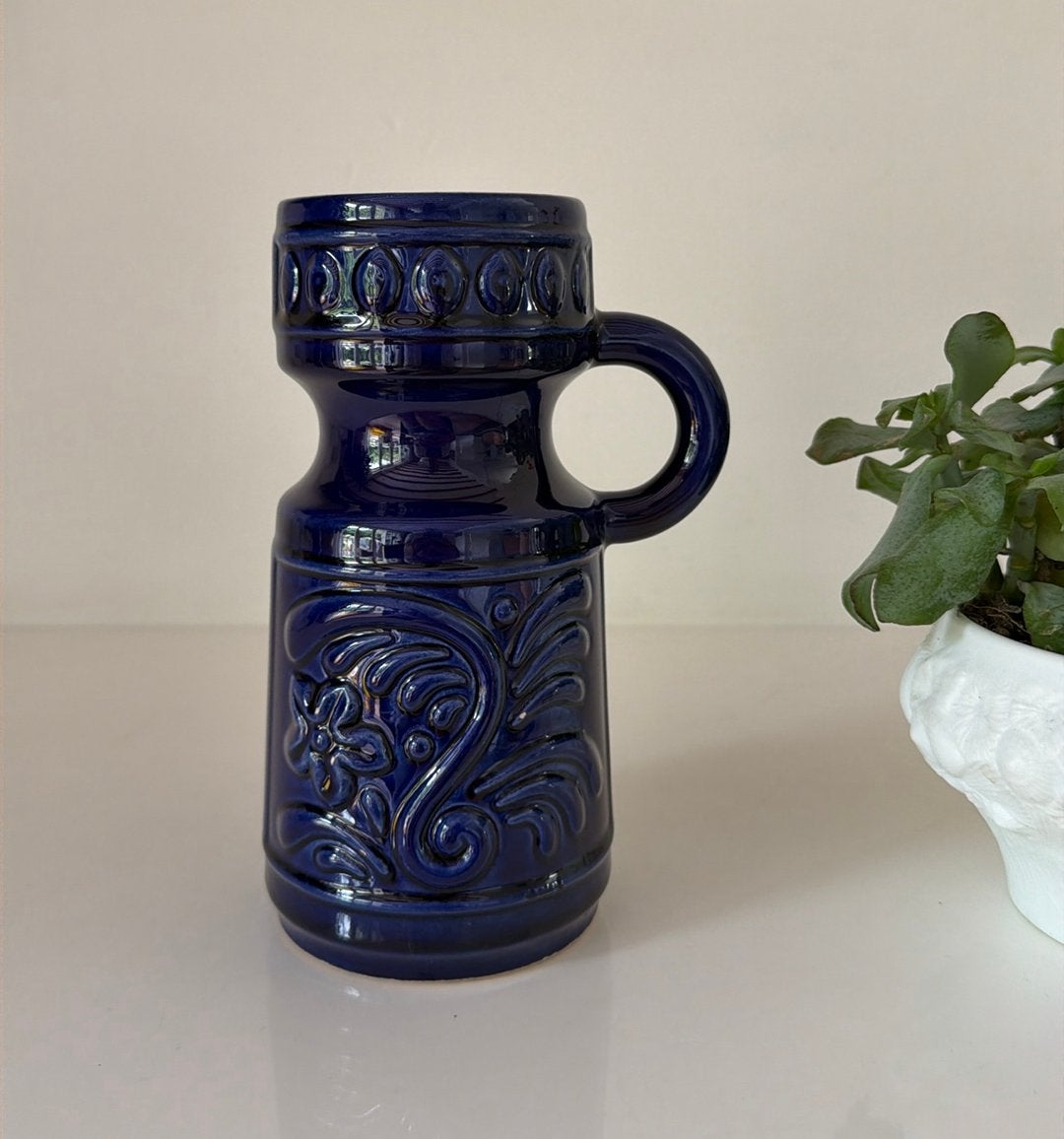Kobalt blauwe West Germany vaas, Huis en Inrichting, Woonaccessoires | Vazen, Ophalen of Verzenden