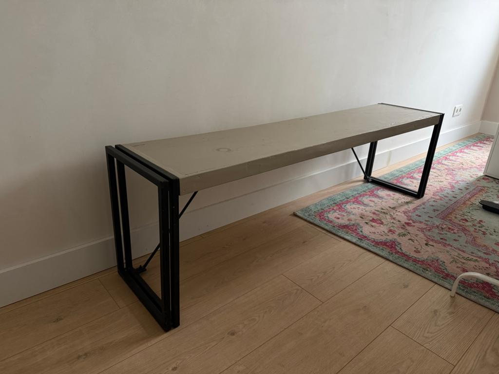 Bankje / TV-meubel met metalen frame, Ophalen, Gebruikt, 150 tot 200 cm, Modern industrieel