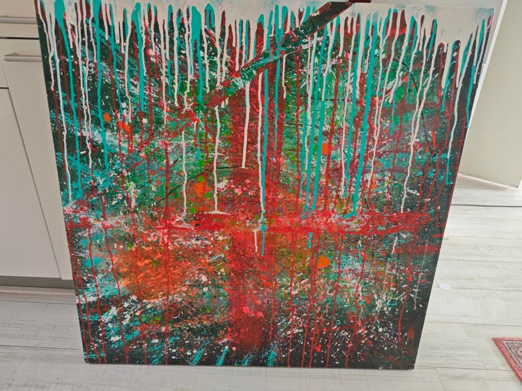 Abstract Schilderij op Doek - 100x100 cm, Ophalen of Verzenden