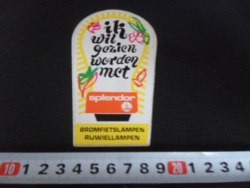 sticker SPLENDOR Bromfietslampen Rijwiellampen  FIETS *, Ophalen of Verzenden, Zo goed als nieuw