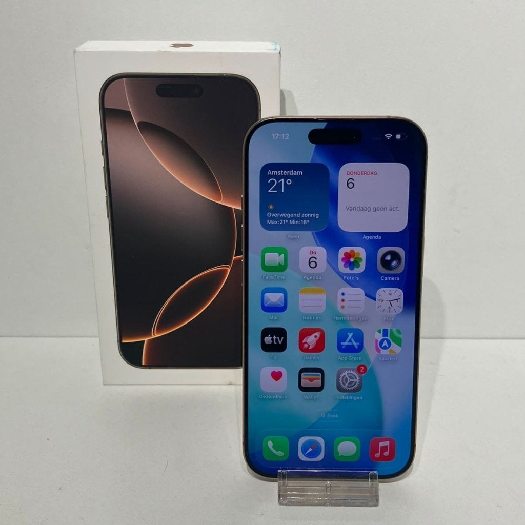 iPhone 16 Pro 128GB Desert Titanium Accu:87% in Doos, IPhone 16 Pro, 128 GB, Nieuw, Ophalen of Verzenden