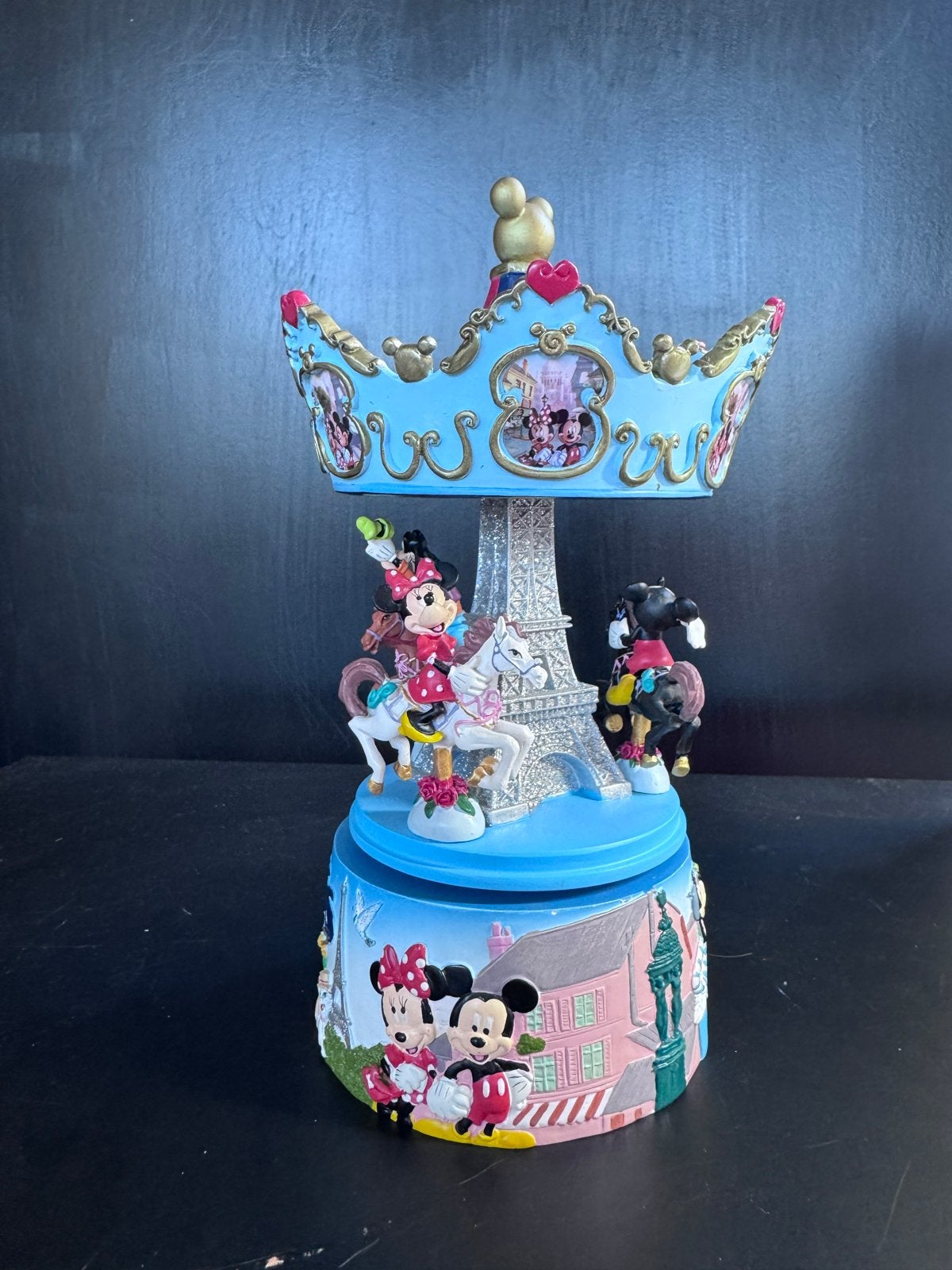 Disney Disneyland Parijs Muziekdoos Mickey Minnie Goofy, Ophalen of Verzenden, Mickey Mouse, Gebruikt, Beeldje of Figuurtje