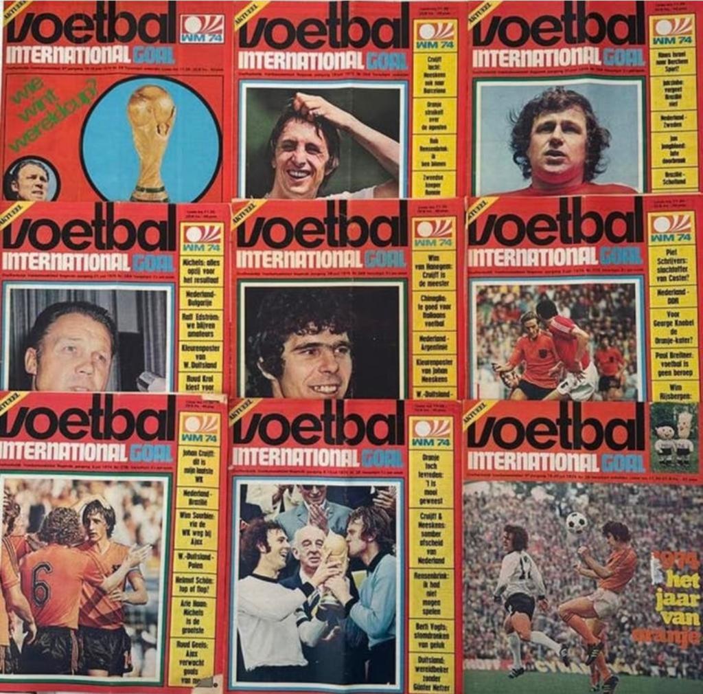 Voetbal International (VI) uit 1974 - Alle 9 WK 1974 nummers, Boeken, Ophalen of Verzenden, Gelezen, Sport en Vrije tijd