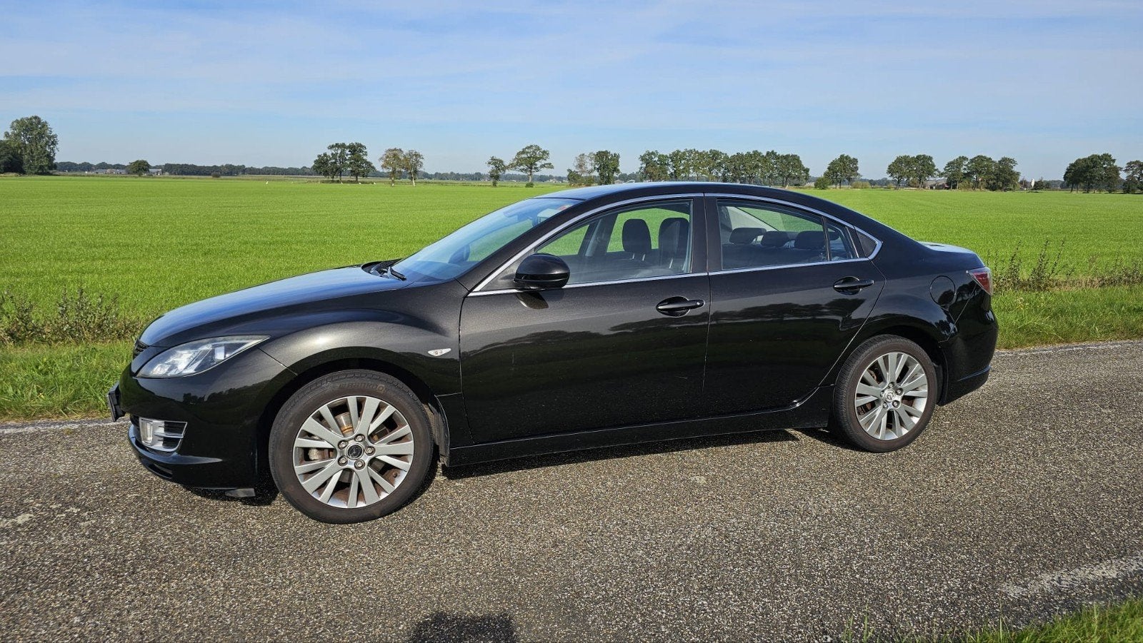 Mazda 6 1.8 Sedan 2009 Zwart (trekhaak), Auto's, Voorwielaandrijving, Zwart, 4 cilinders, Zwart