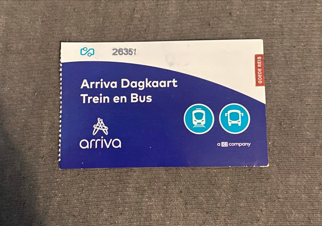 Arriva dagkaart trein and bus, Tickets en Kaartjes, Eén persoon, Trein, Algemeen kaartje