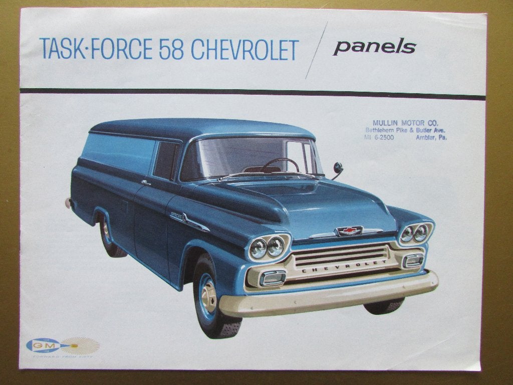 1958 Chevrolet panel trucks brochure, Engels, Ophalen of Verzenden, Zo goed als nieuw, Chevrolet