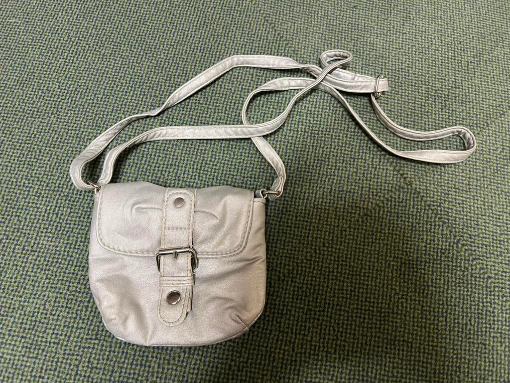 Klein schouder/crossbody tasje zilver 12,5 x 14, Ophalen of Verzenden, Zo goed als nieuw, Overige kleuren, Schoudertasje