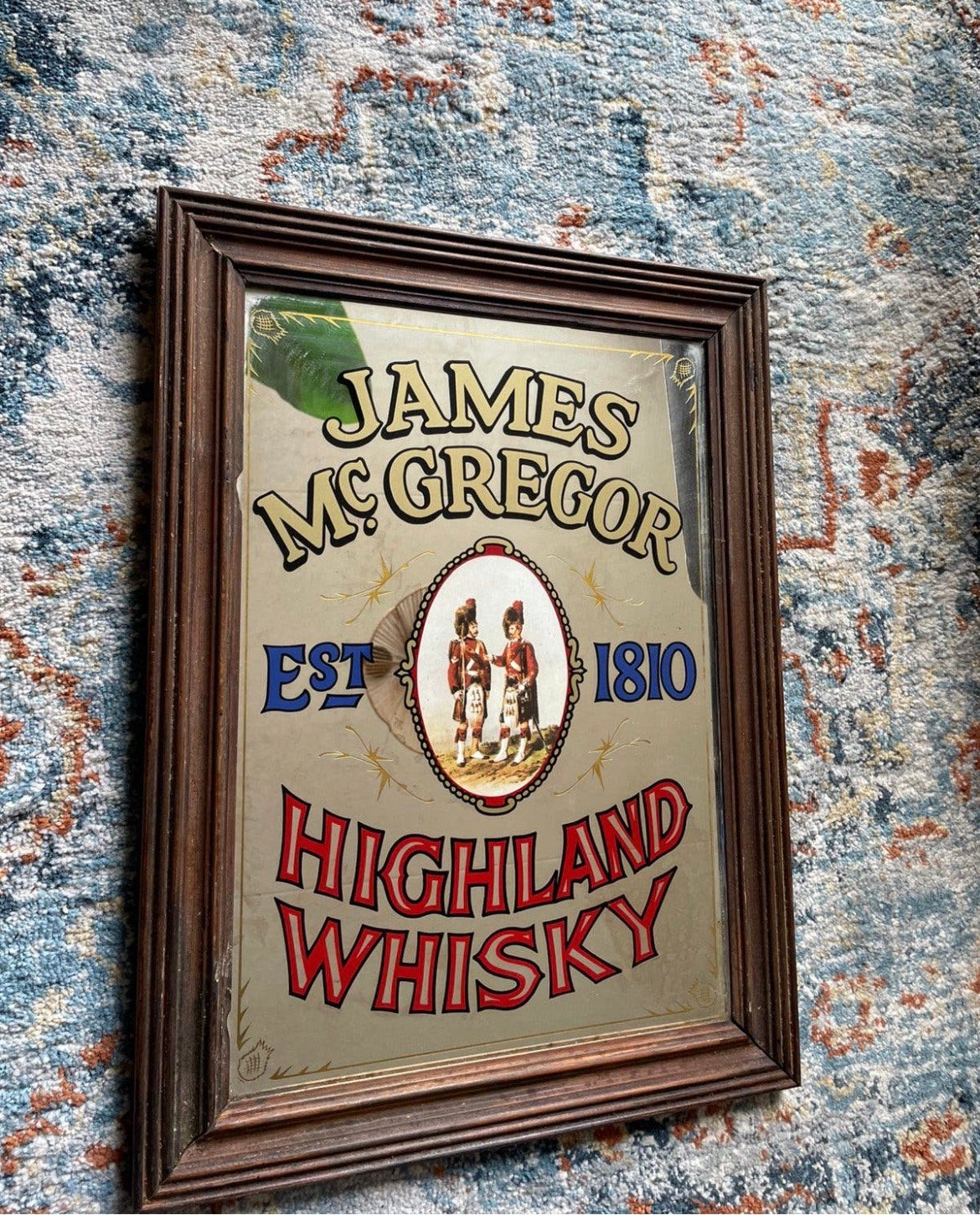 Unieke bar spiegel james mcgregor highland whisky, Ophalen of Verzenden, Rechthoekig