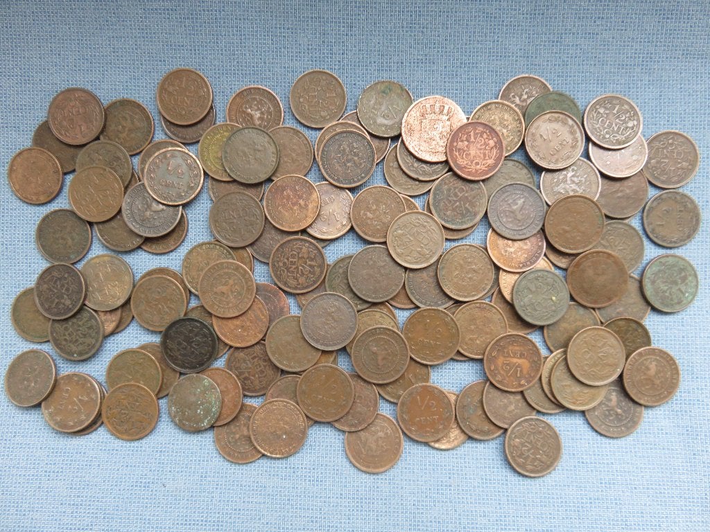 Collectie ½ centen in koper - 19e eeuw - 1e helft 20e eeuw, Ophalen of Verzenden, Koningin Wilhelmina, Overige waardes, Setje
