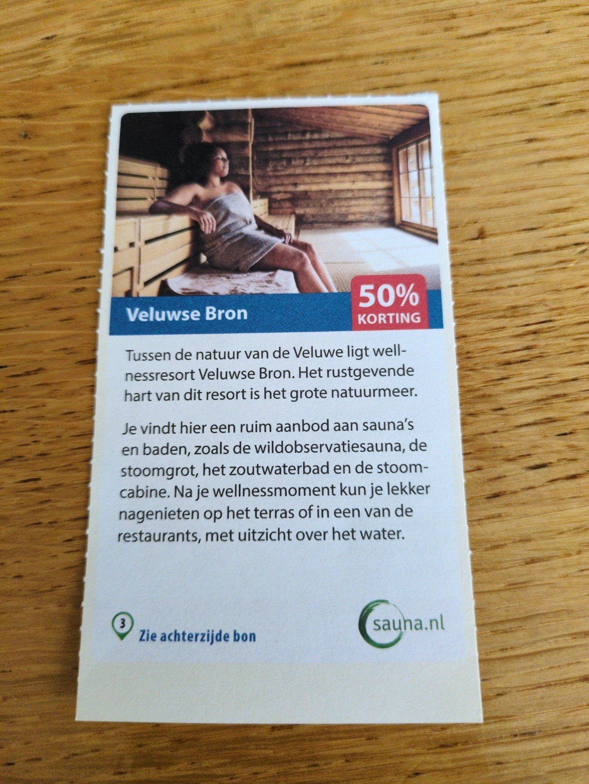 Kortingsbon voor de Veluwse Bron. 50% korting, Drie personen of meer, Kortingsbon, Spa of Sauna