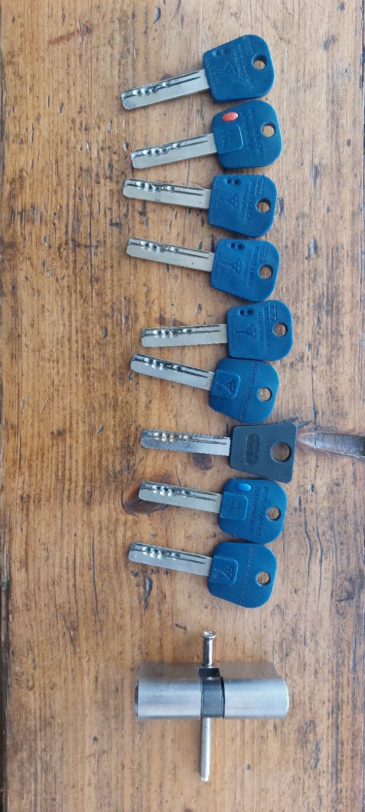 Mul T Lock cilinder met 10 sleutels, Ophalen of Verzenden, Rvs, Slot