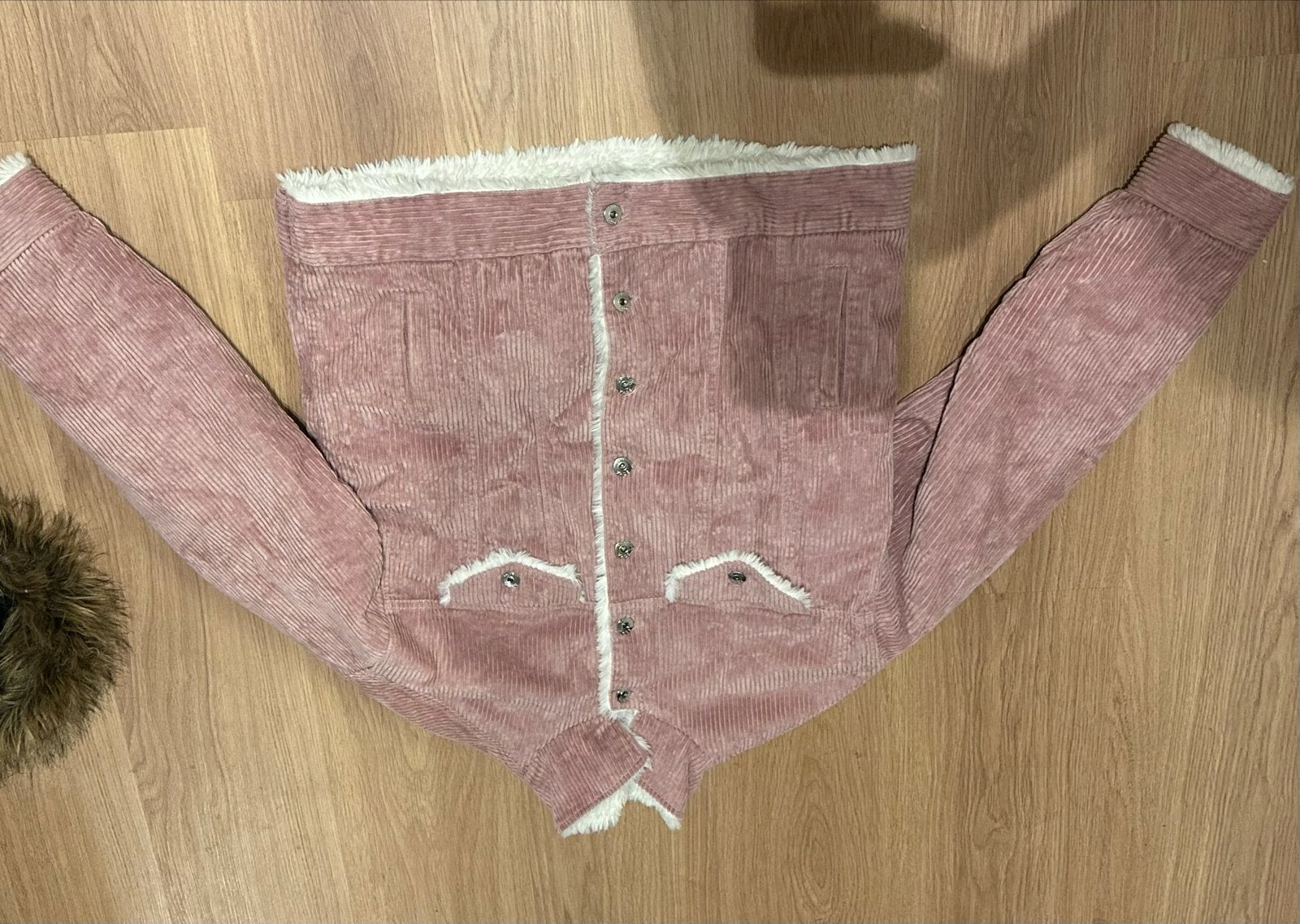 Roze corduroy jas met teddy voering - Soya Fashion, Ophalen, Zo goed als nieuw, Maat 36 (S), Roze