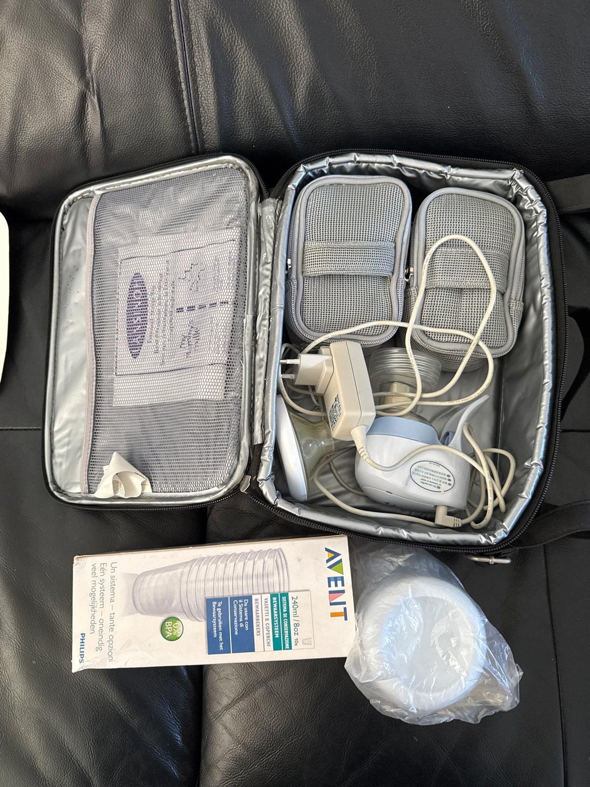Philips Avent Borstkolf met accessoires en tas, Ophalen of Verzenden, Gebruikt