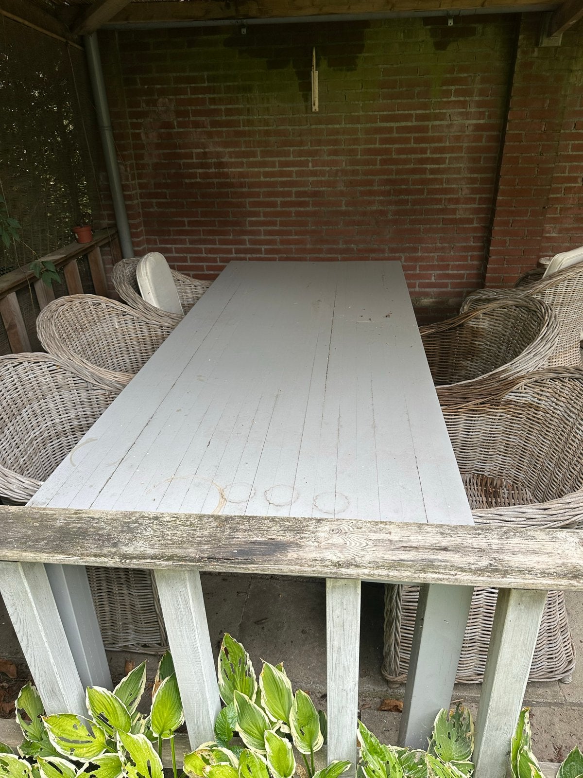 Grote massief beuken tuintafel (240x100cm), Tuin en Terras, Tuintafels, Ophalen, Gebruikt, Rechthoekig, Hout