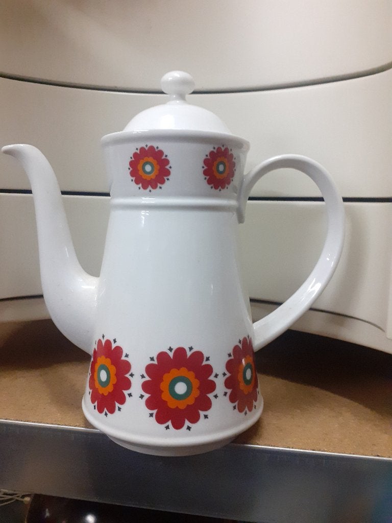 koffiekan porselein jaren 70 design retro seventies 23 cm, Bavaria, Gebruikt, Overige typen, ?