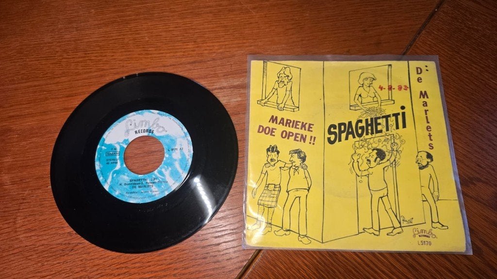 De Marlets Spaghetti/Marieke doe open, LP, 7 inch, Ophalen of Verzenden, Nederlandstalig